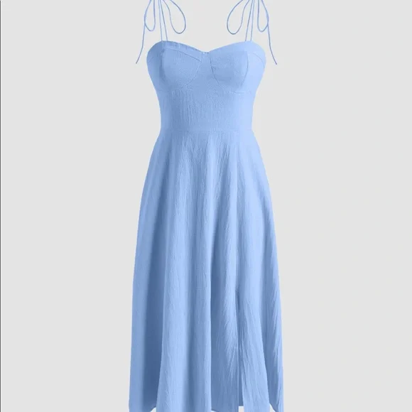 white christmas dresses Off The Shoulder Blue Tulle Corset Midi Dress – Lisposa main image 0
